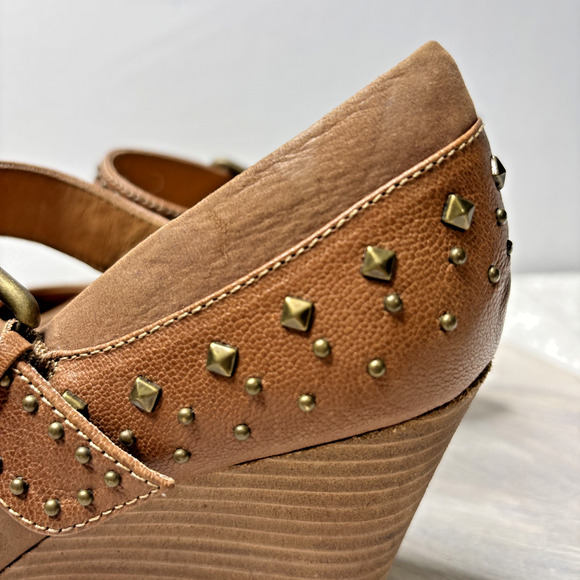 Söfft Brown Leather Studded Mary Jane Wedge Heels Women’s Size 8.5 – Comfort Sho - Picture 6 of 10